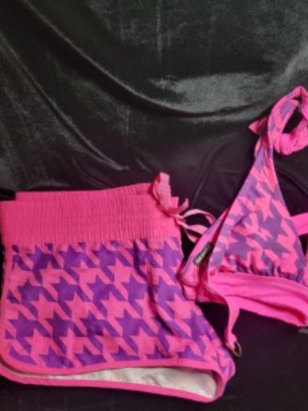 Joe Boxer Bikini Set XL Pink Purple Pattern 2 Piece Swim Tie Side Bottoms